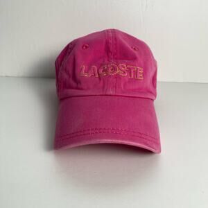 Lacoste Pink Yellow Hat Unisex Cotton Stretch Preppy Casual Beach Adjustable